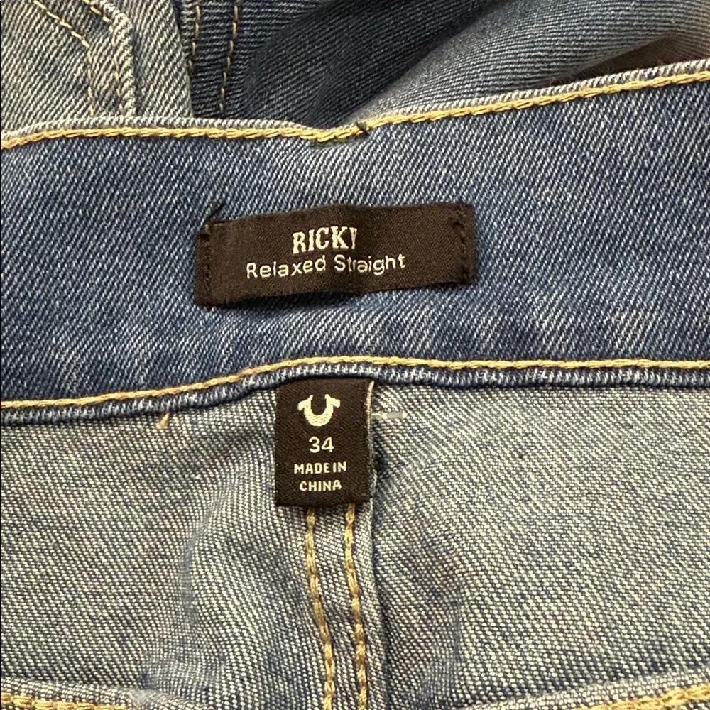 True Religion‎ Men's Men's Ricky Straight Flap Jeans Medium Maze Runner size 34